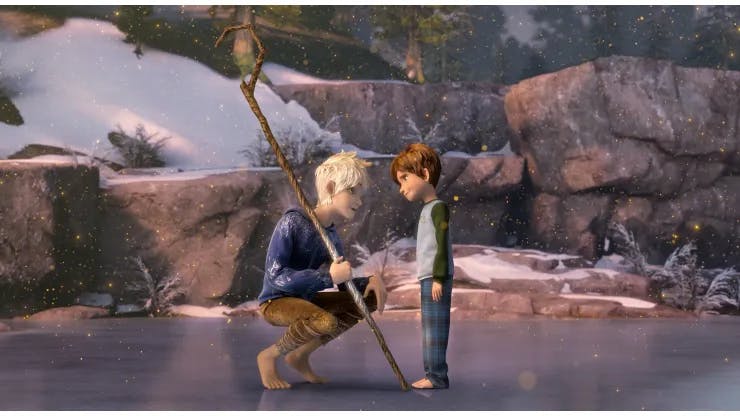 (Left to right)  Jack Frost (Chris Pine) convinces Jamie (Dakota Goya) to believe in the Guardians in DreamWorks Animation's RISE OF THE GUARDIANS to be released by Paramount Pictures.<br />
RG-013
